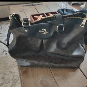 Coach Black and Brown Signature Shoulder Bag